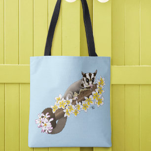Sugar Glider Cute Floral Tote Bag