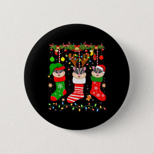Sugar glider in christmas socks lights sugar glide 6 cm round badge