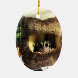 Sugar Glider in Furry Tree Truck Hanging Bed Ceramic Tree Decoration