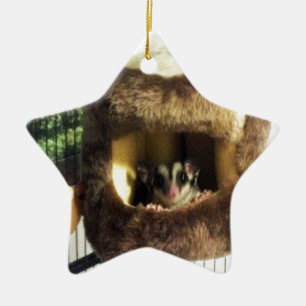 Sugar Glider in Furry Tree Truck Hanging Bed Ceramic Tree Decoration