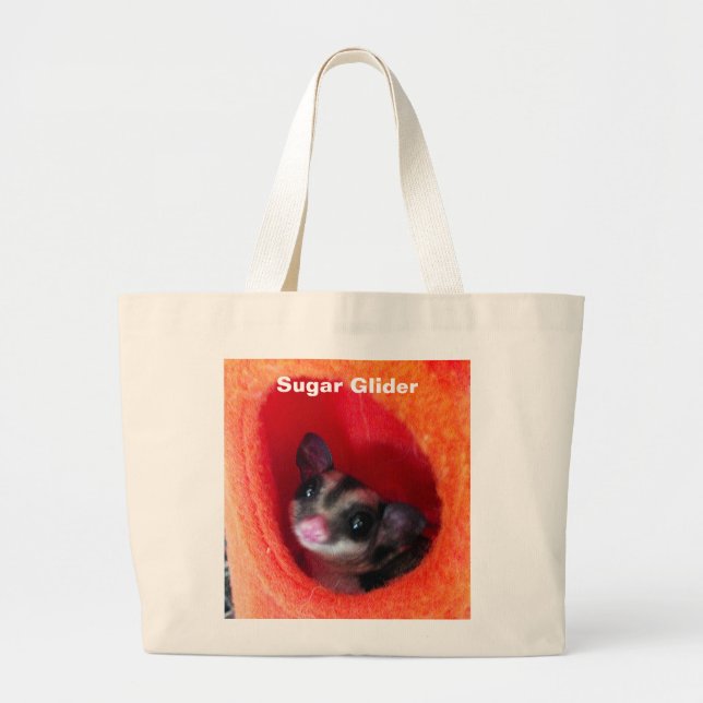 Sugar Glider in Orange Hanging Bed Large Tote Bag (Front)