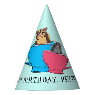 Sugar Glider in Tea Cups Custom Birthday Party Hat