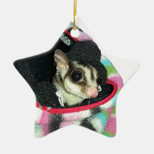 Sugar Glider Wearing a Hat Ceramic Tree Decoration