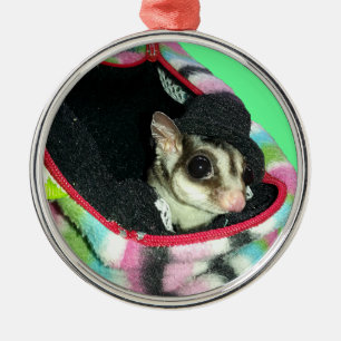 Sugar Glider Wearing a Hat Metal Tree Decoration