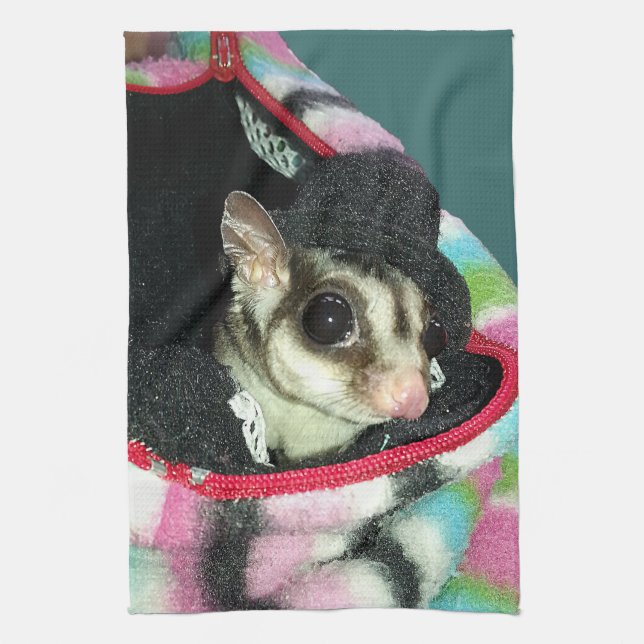 Sugar Glider Wearing a Hat Tea Towel (Vertical)