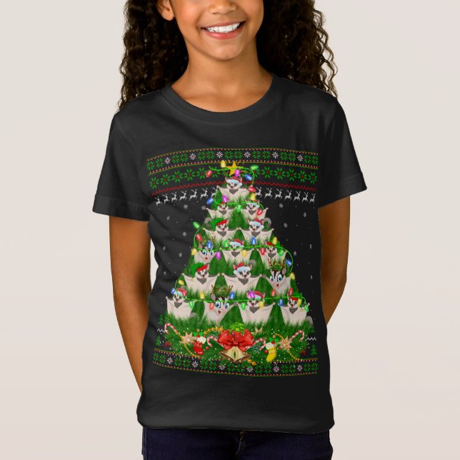 Sugar Glider Xmas Lighting Tree Sugar Glider Ugly  T-Shirt (Front)
