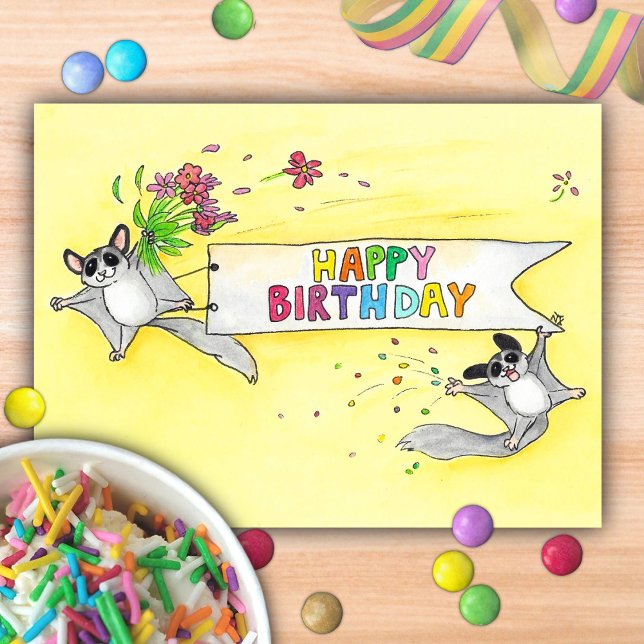Sugar Gliders Happy Birthday  Postcard (Creator Uploaded)