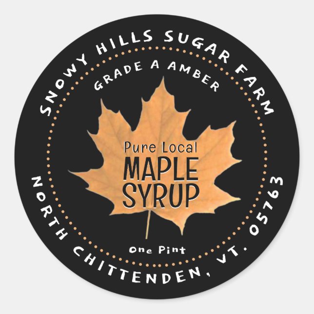 Sugar Maple Leaf Editable Maple Syrup Black Label (Front)