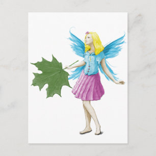 Sugar Maple Tree Fairy Holding Leaf Postcard