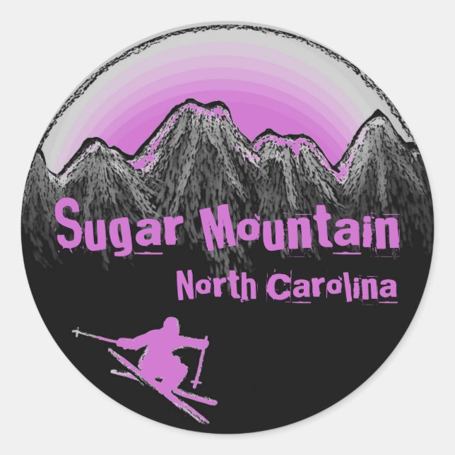 Sugar Mountain North Carolina purple ski stickers (Front)