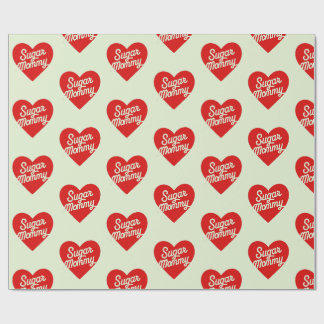 Sugar Mummy Funny Pink Hearts Typography Wrapping Paper