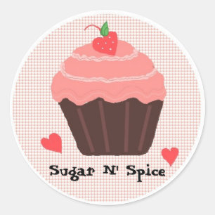 Sugar N' Spice Frosted Cupcake Classic Round Sticker