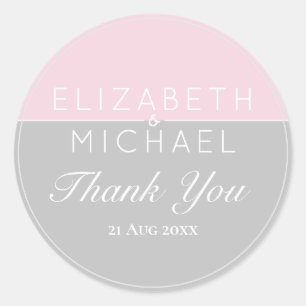 Sugar Pink Grey Thank You Favour Stickers