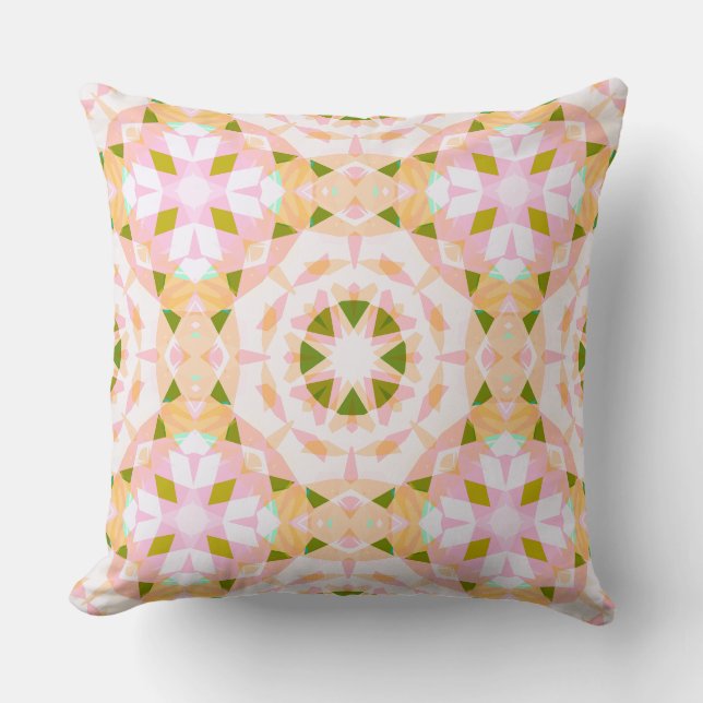 Sugar Pink Spring Green Star Dopamine Decor Art Cushion (Front)