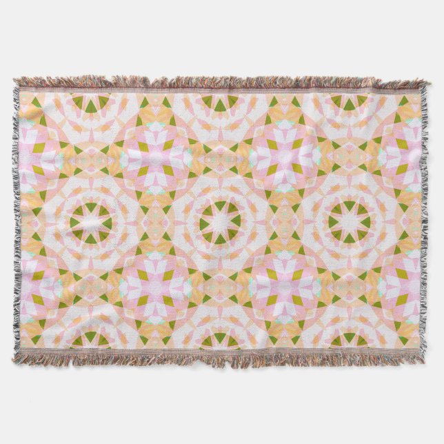 Sugar Pink Spring Green Star Dopamine Decor Art Throw Blanket (Front)