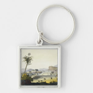 Sugar Plantation, Antilles (colour engraving) Key Ring