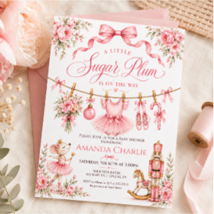 Sugar Plum Ballerina Girl Baby Shower Invitation