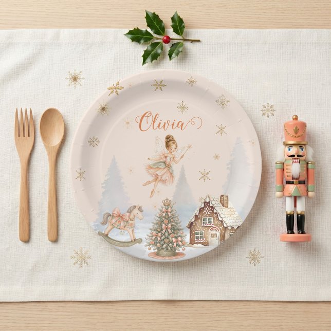 Sugar Plum Fairy Nutcracker  Peach Mint Tableware Paper Plate (Sugar Plum Fairy Nutcracker Peach Mint Tableware Paper Plates)