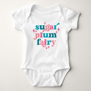 Sugar Plum Fairy Typography Art Personalised  Baby Bodysuit