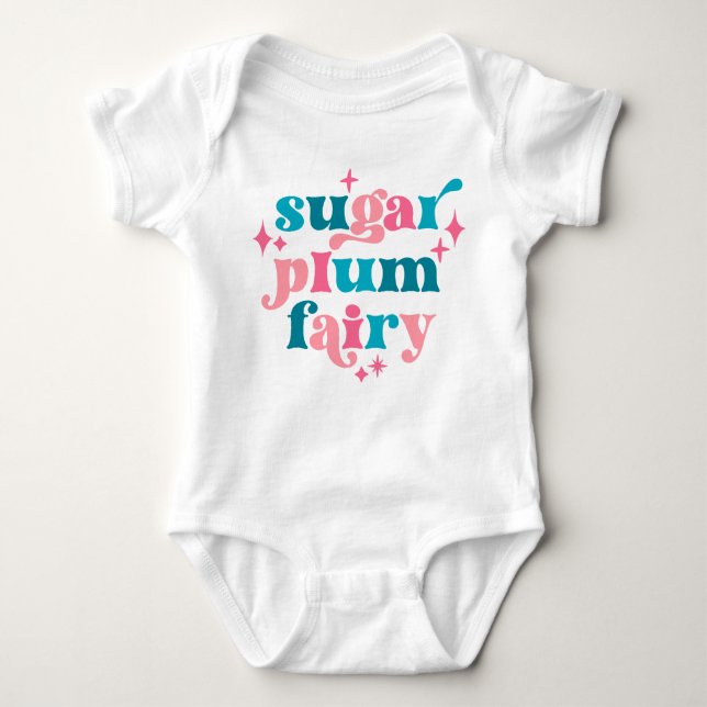 Sugar Plum Fairy Typography Art Personalised  Baby Bodysuit (Front)