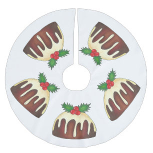 Sugar Plum Pudding Christmas Holiday Dessert Brushed Polyester Tree Skirt