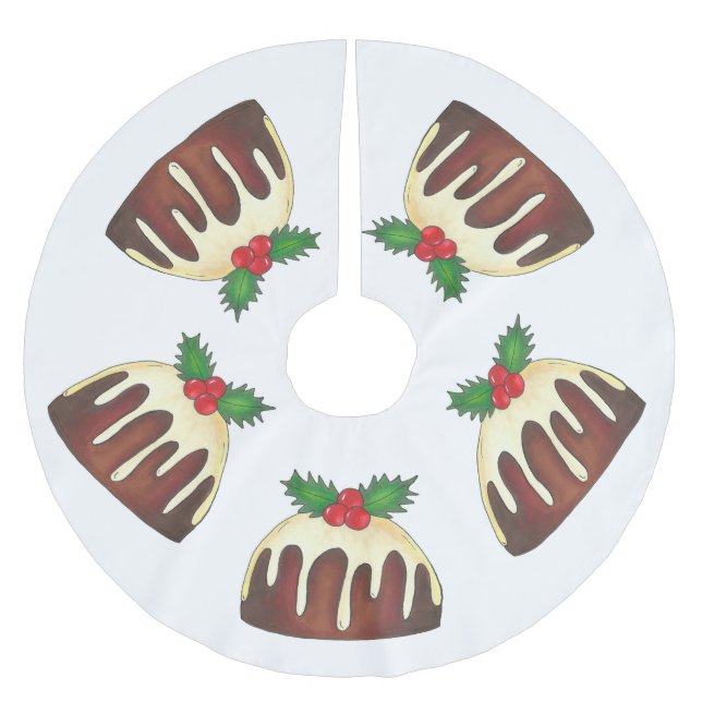 Sugar Plum Pudding Christmas Holiday Dessert Brushed Polyester Tree Skirt (Front)