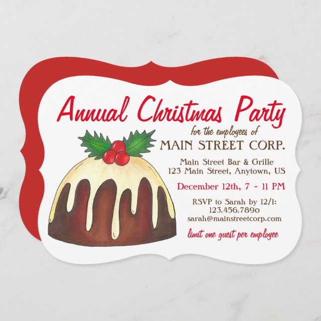 Sugar Plum Pudding Christmas Holiday Party Invitation (Front/Back)