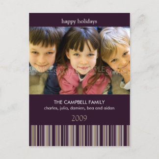 Sugar Plum Stripes • Christmas Photo Postcard