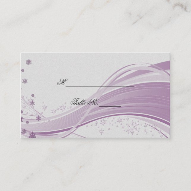 Sugar Plum Tree Snowflakes Wedding Place Cards (Front)