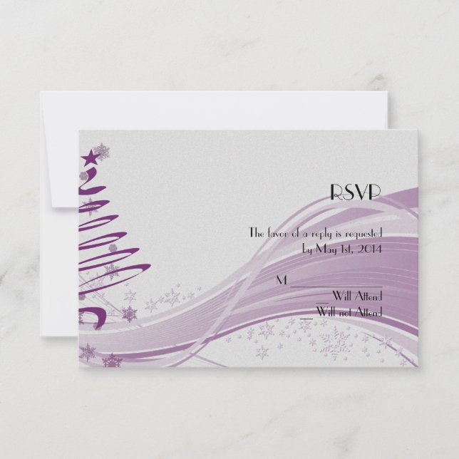 Sugar Plum Tree Snowflakes Wedding Response Card (Front)