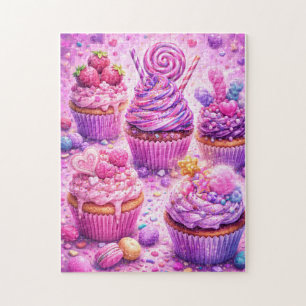 Sugar Rush Dreams: Candy Cupcake Delight Jigsaw Puzzle