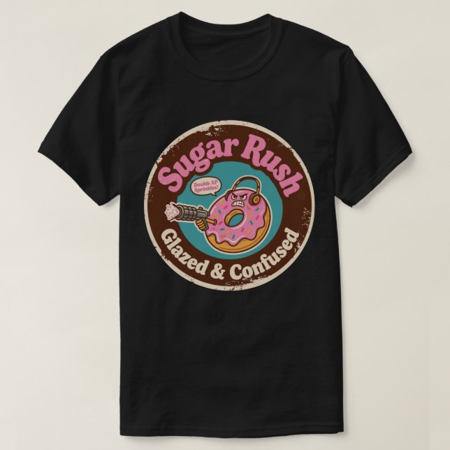 Sugar Rush Glazed And Confused Doughnut T-Shirt (Design Front)