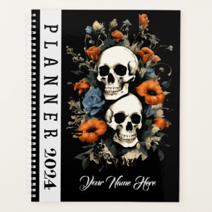  Sugar Sculls Black 2026 Floral Bloom Year Monthly Planner