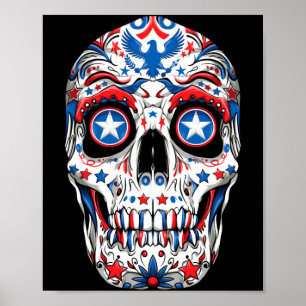 Sugar Skull 4th Of July Fourth Kids Boys Girls Poster