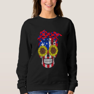 Sugar Skull American flag sunflower floral flowers Sweatshirt