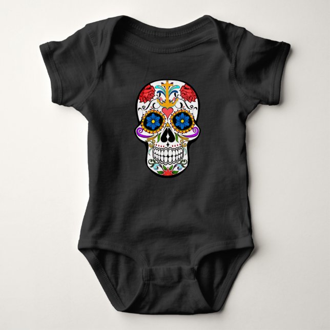 Sugar Skull anchor rose  Custom  baby one piece Baby Bodysuit (Front)