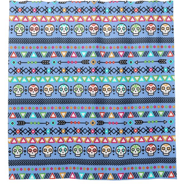 Sugar Skull and Arrows Shower Curtain (Front)