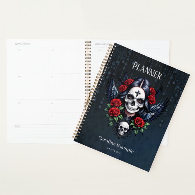 Sugar Skull Angel with Roses.  Planner (Display)
