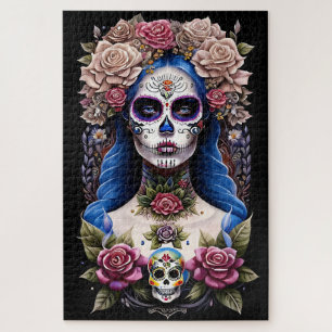 Sugar Skull Art - Blossoming Beauty Jigsaw Puzzle