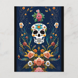 Sugar Skull Art - Celebrate Tradition Postcard