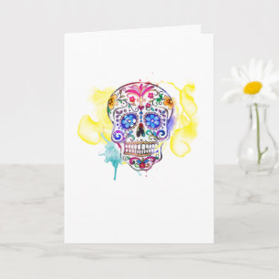 Sugar Skull Art Colourful Celebration NAME  Card