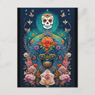 Sugar Skull Art - Colourful Creations Postcard