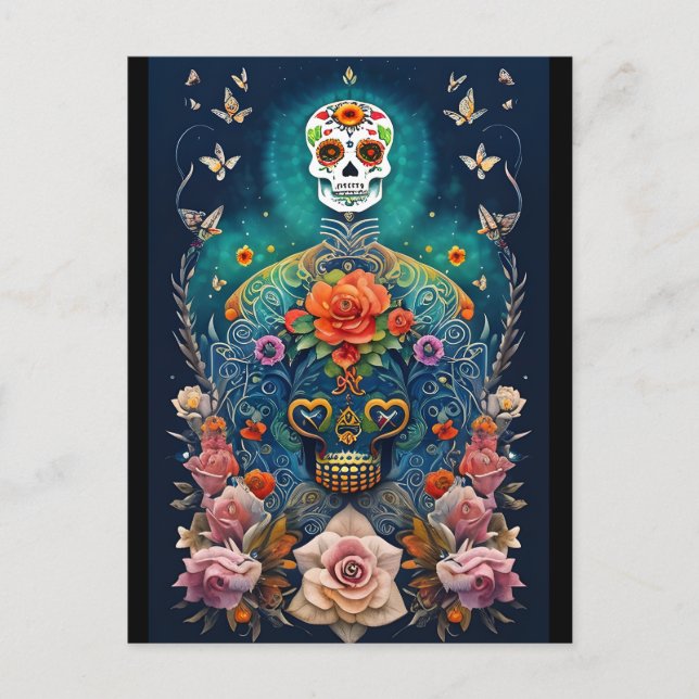 Sugar Skull Art - Colourful Creations Postcard (Front)
