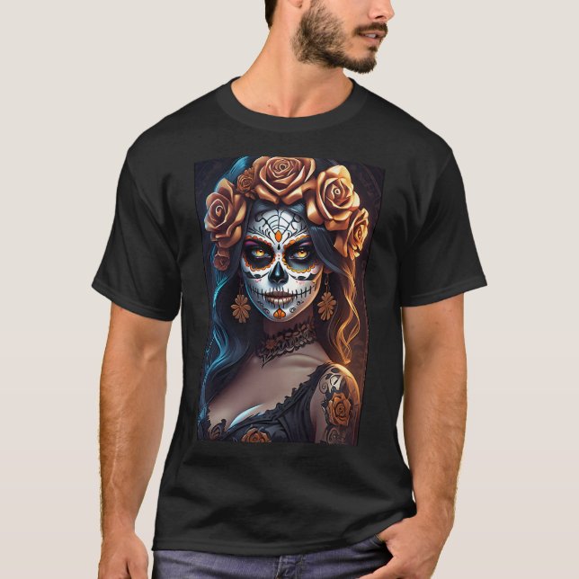 Sugar Skull Art -  Colourful Expressions T-Shirt (Front)