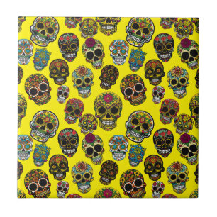 Sugar Skull Art Colourful Pattern Tile