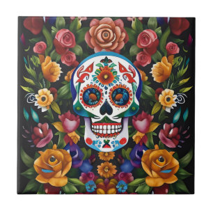 Sugar Skull Art - Colourful Traditions Tile