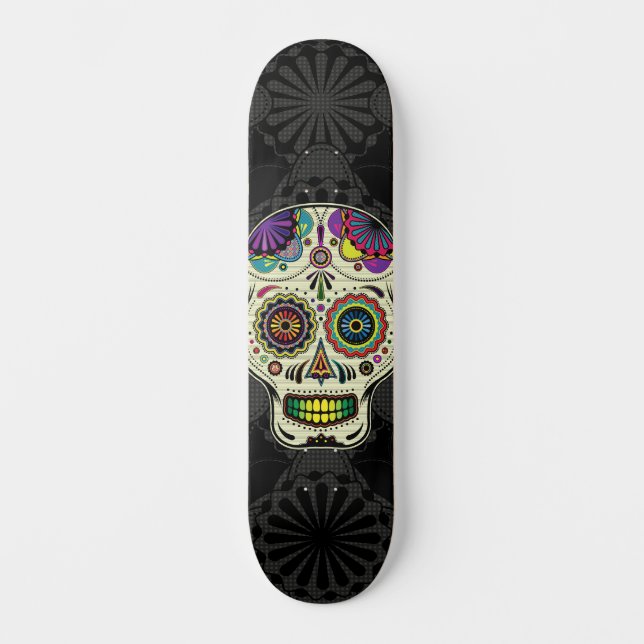 Sugar Skull Art - Day of the Dead Skateboard (Front)