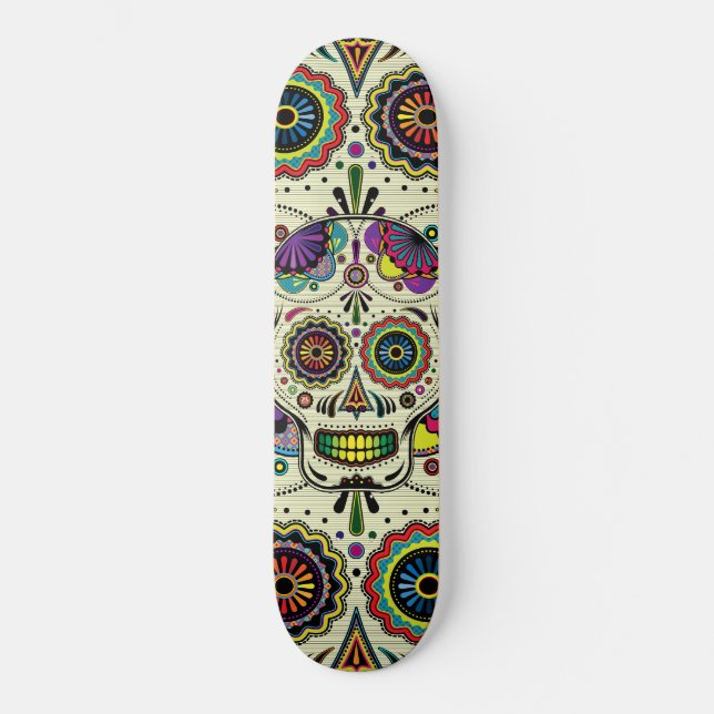 Sugar Skull Art Day of the Dead Skateboard (Front)
