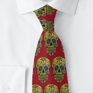 Sugar Skull Art, Day of the Dead Tie