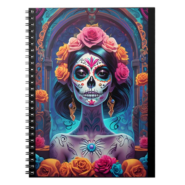 Sugar Skull Art -Embrace the Elegance Notebook (Front)